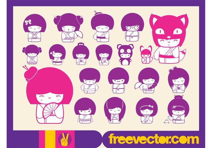 Free Kokeshi Vectors Free Kokeshi Vectors