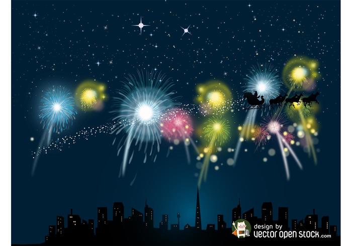 Christmas Fireworks Vector Christmas Fireworks Vector