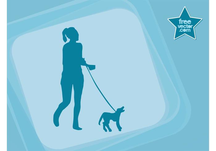 Girl With Dog Vector Girl With Dog Vector