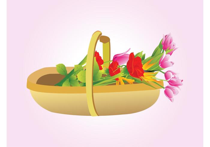 Flowers Basket Vector