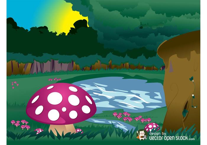 Mushroom Forest Vector Mushroom Forest Vector