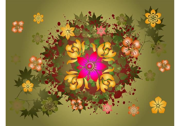 Leaves And Flowers Vector Leaves And Flowers Vector