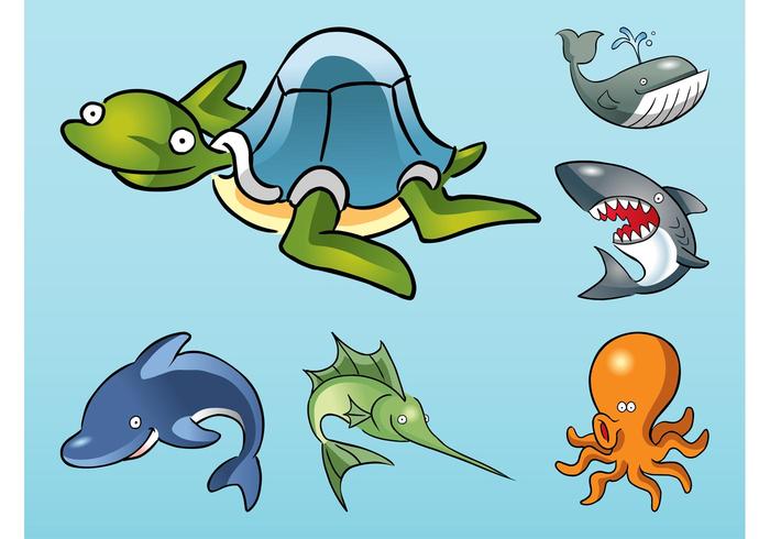 Cartoon Sea Animals Vector Cartoon Sea Animals Vector