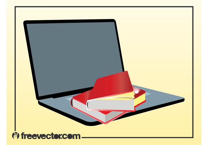 Books And Laptop Vector