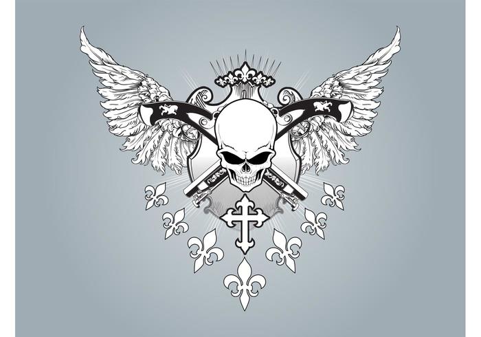 Winged Skull Vector