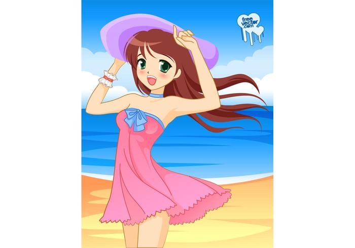 Beach Girl Vector Beach Girl Vector