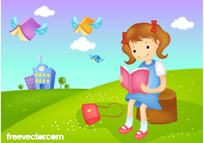 Reading Girl Vector Reading Girl Vector