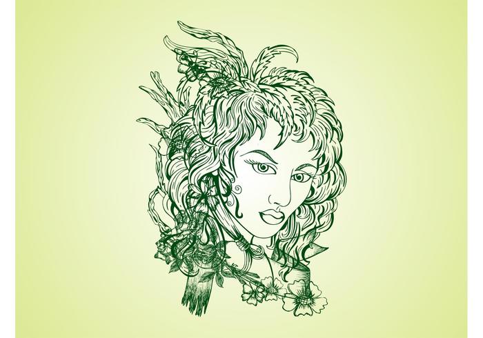 Floral Girl Vector Floral Girl Vector