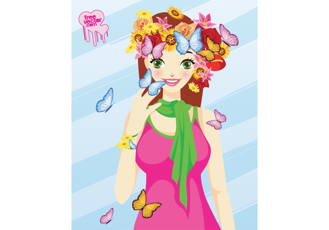 Girl With Butterflies Download Free Vector Art, Stock Graphics & Images