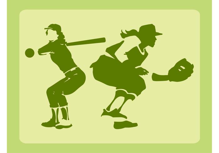 Baseball Girls Vector Baseball Girls Vector