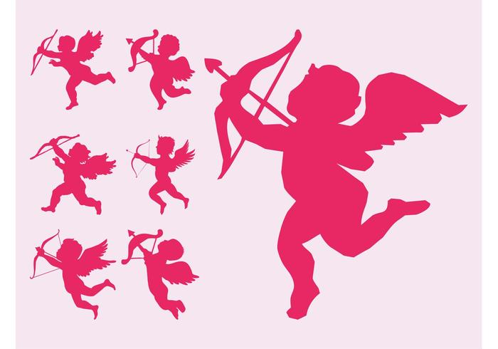 Flying Cupid Silhouettes Flying Cupid Silhouettes