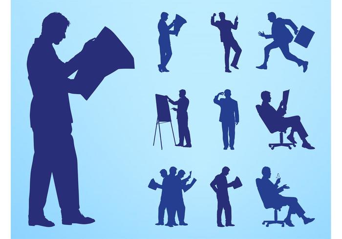 Reading And Working People Silhouettes Reading And Working People Silhouettes