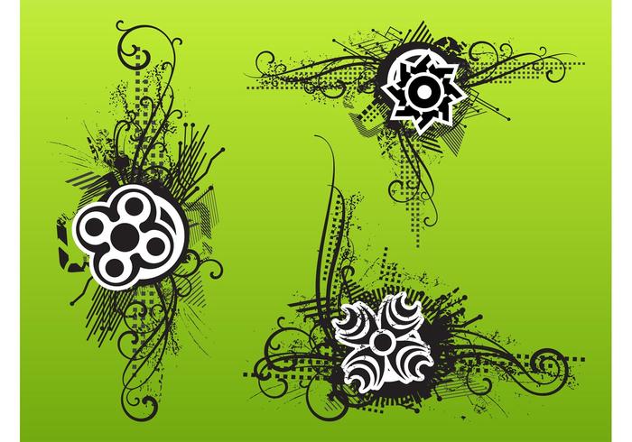 Floral Grunge Ornaments Floral Grunge Ornaments