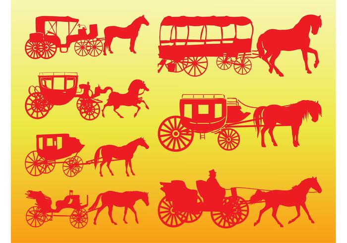 Horse Carriages Silhouettes Horse Carriages Silhouettes
