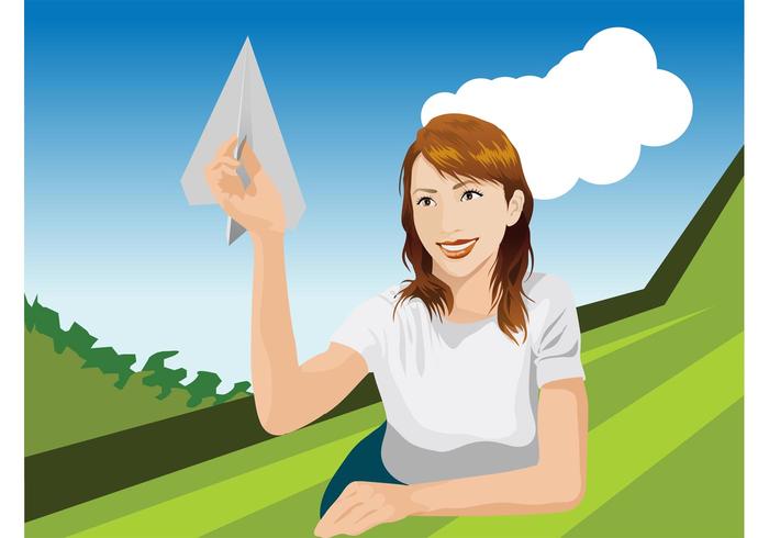 Girl With Paper Plane Girl With Paper Plane
