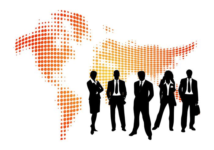Businesspeople And Map Businesspeople And Map