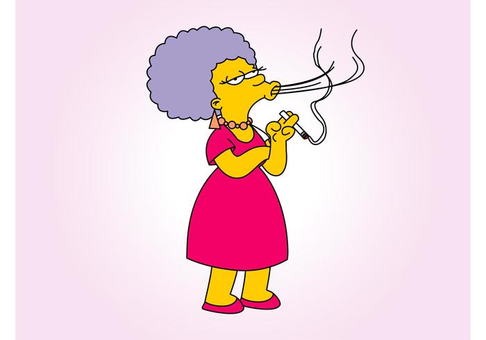 Mujer de dibujos animados de fumar vector