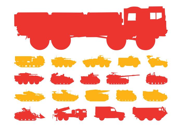 Military Vehicles Silhouettes