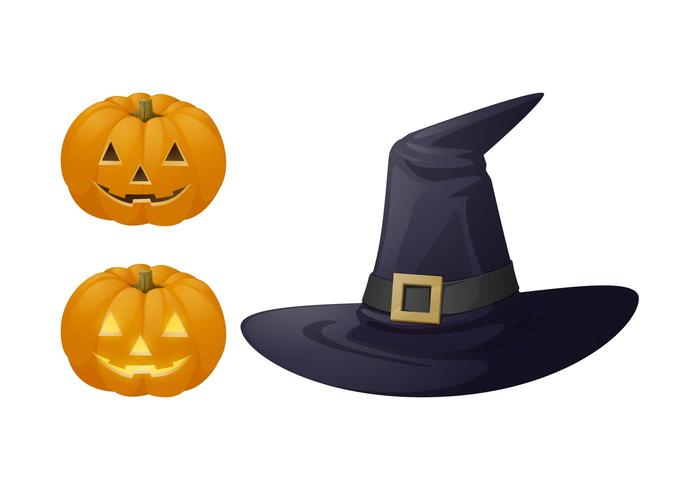 Halloween Hat And Pumpkins Halloween Hat And Pumpkins