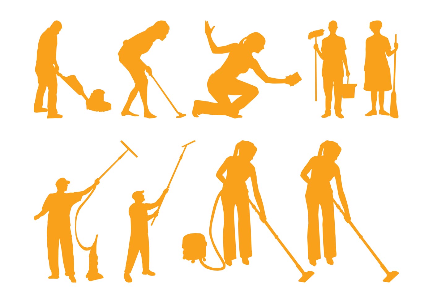 Download Cleaning People Silhouettes - Download Free Vector Art ...