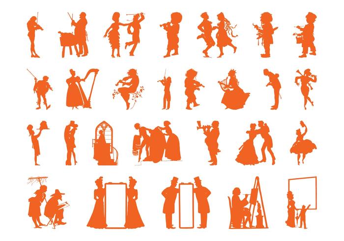 Vintage People Silhouettes Set Vintage People Silhouettes Set