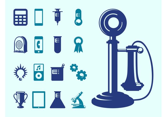 Iconos de tecnología y ciencia vector