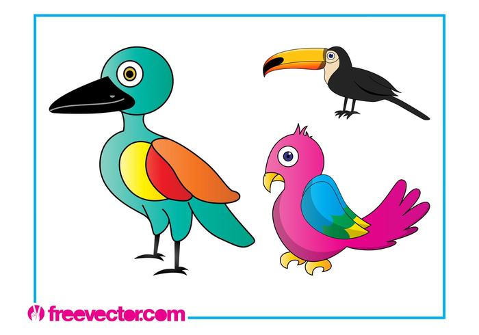 Cartoon Exotic Birds