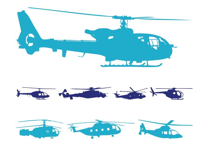 Helicopters Silhouettes Set Helicopters Silhouettes Set