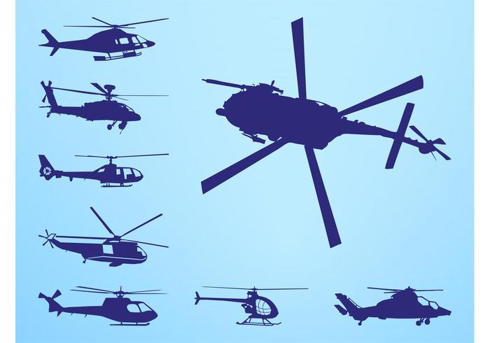 Helicopters Silhouettes Vector Graphics Helicopters Silhouettes Vector Graphics