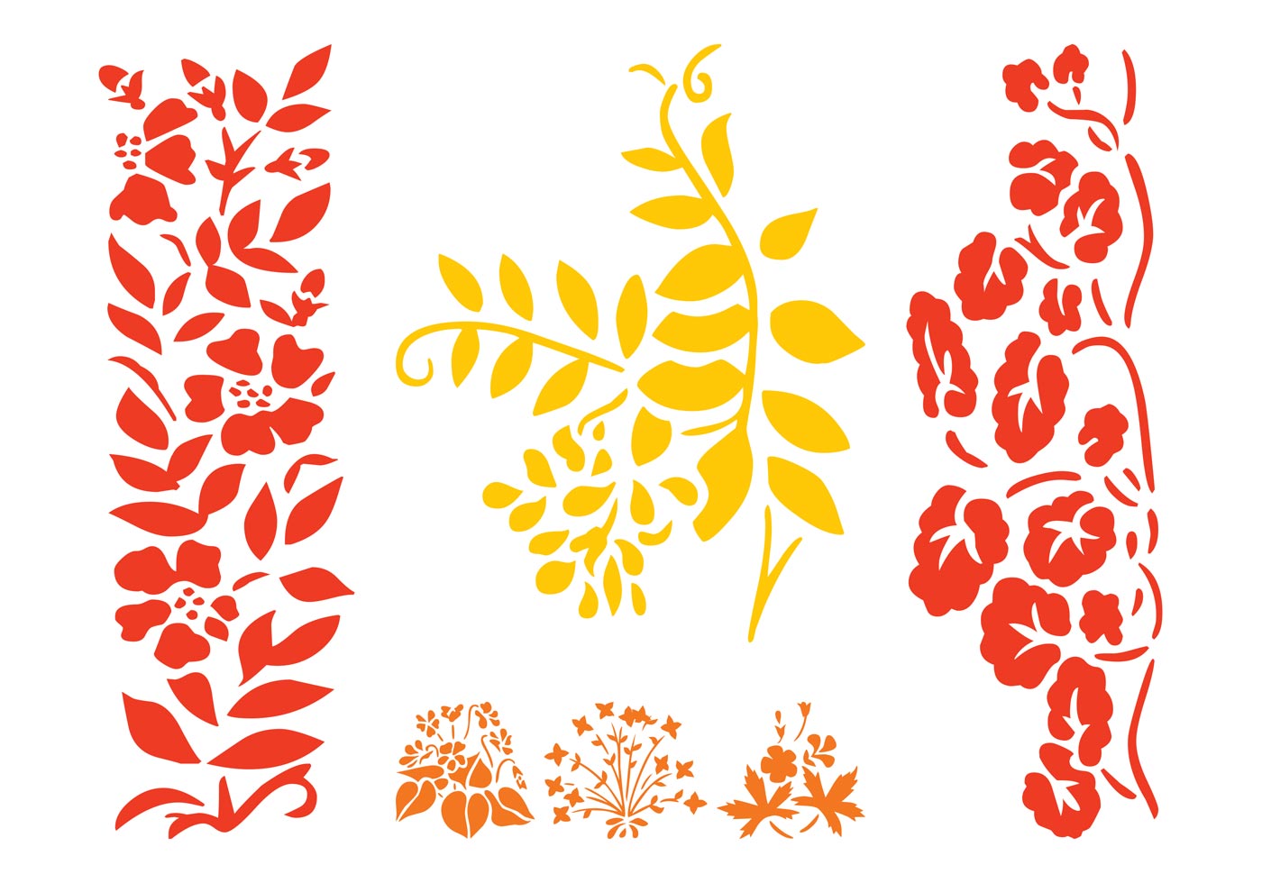 Flower Silhouettes Set - Download Free Vector Art, Stock ...