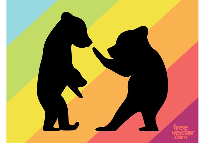 Bear Cubs Silhouettes Bear Cubs Silhouettes