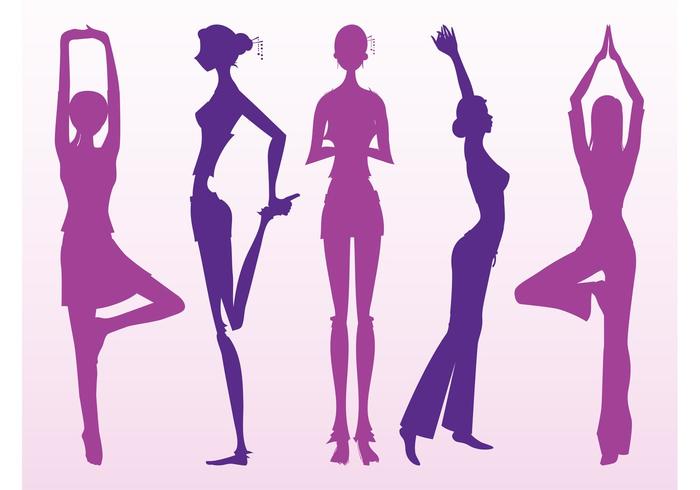 Stretching Girls Silhouettes Stretching Girls Silhouettes