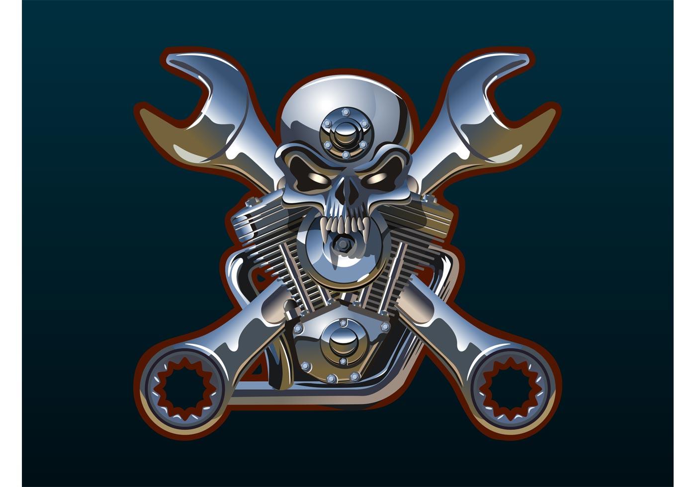 Metal Skull And Wrenches - Download Free Vector Art, Stock Graphics