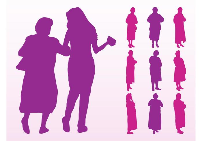 Elderly Women Silhouettes Graphics Elderly Women Silhouettes Graphics