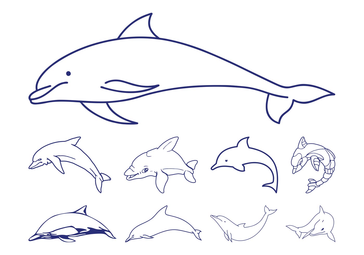 Dolphins Outlines Download Free Vector Art, Stock