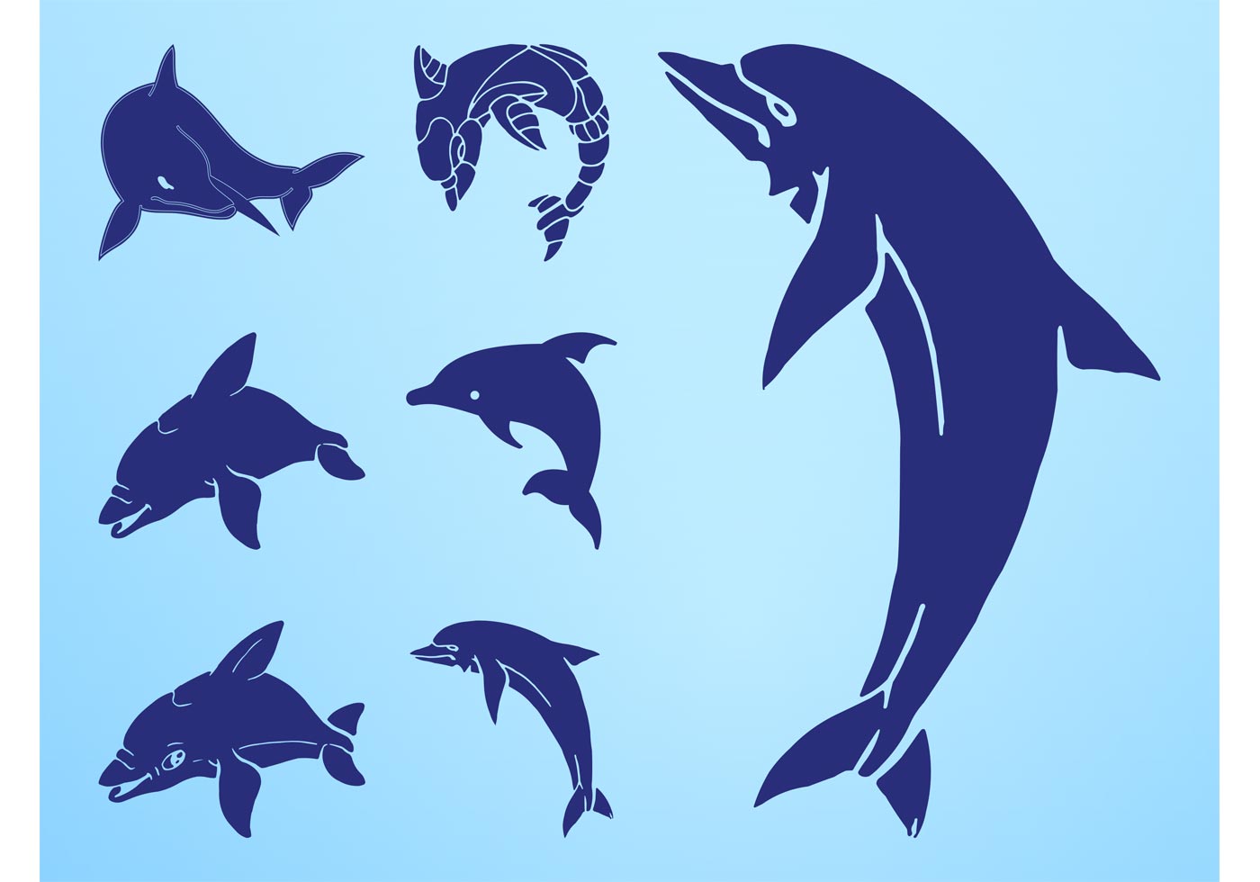 Dolphin Silhouettes Set - Download Free Vector Art, Stock Graphics & Images