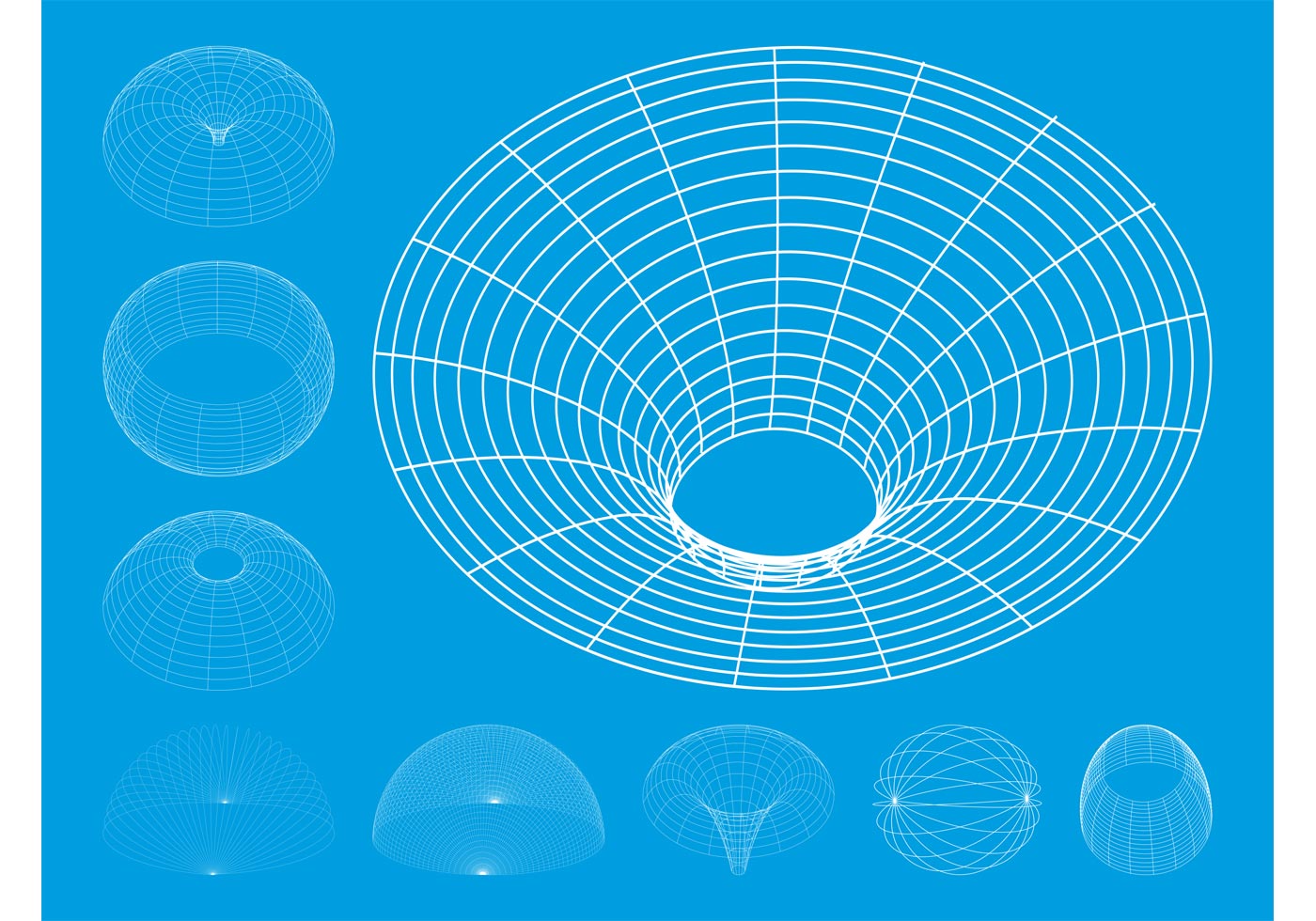 Download 3D Wireframe Shapes Set - Download Free Vector Art, Stock ...