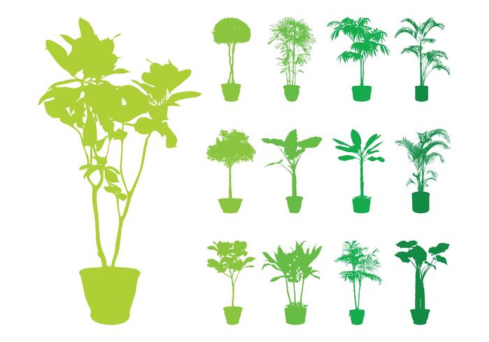 Potted Plants Silhouettes Set Potted Plants Silhouettes Set