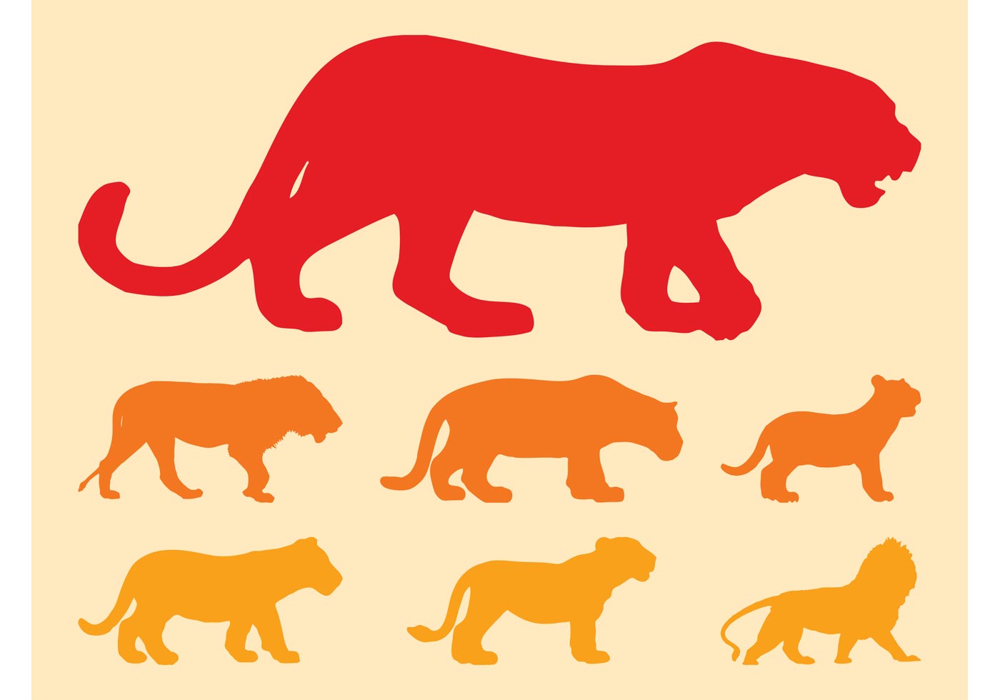 Download Big Cats Silhouettes - Download Free Vector Art, Stock ...
