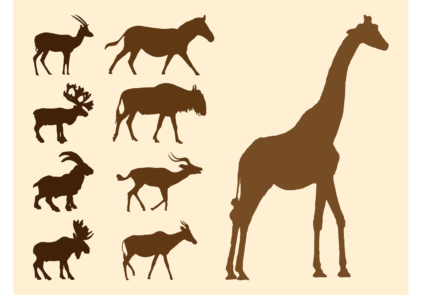 Download Wild Animals Silhouettes Set - Download Free Vector Art, Stock Graphics & Images