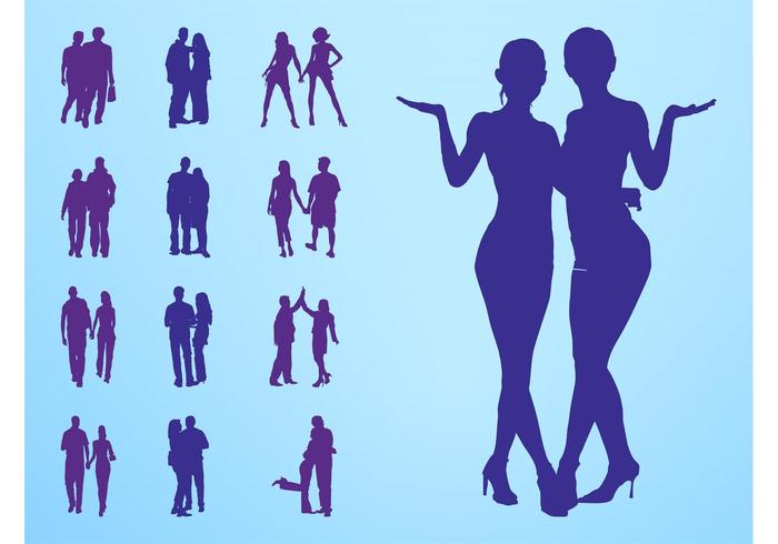 People In Couples Silhouettes People In Couples Silhouettes