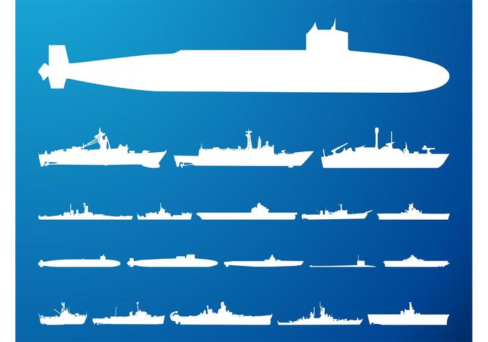 Submarines And Ships Silhouettes Submarines And Ships Silhouettes