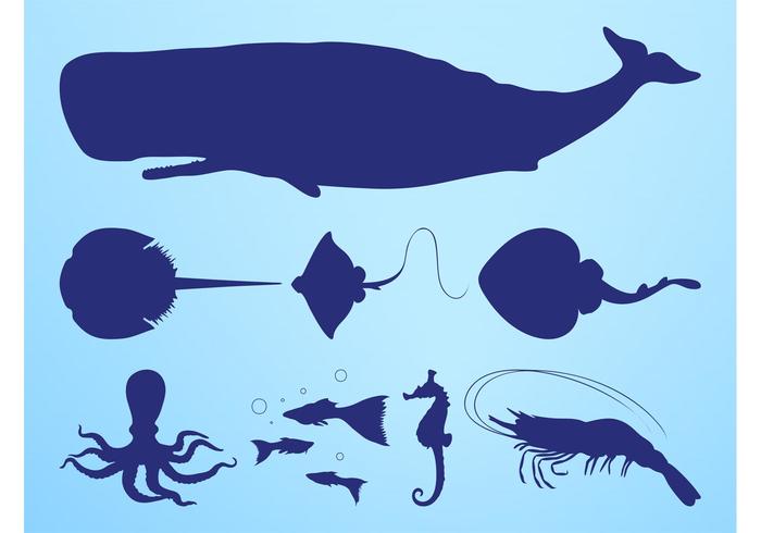 Sea Creatures Silhouettes