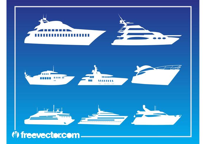 Yachts Silhouettes Set Yachts Silhouettes Set