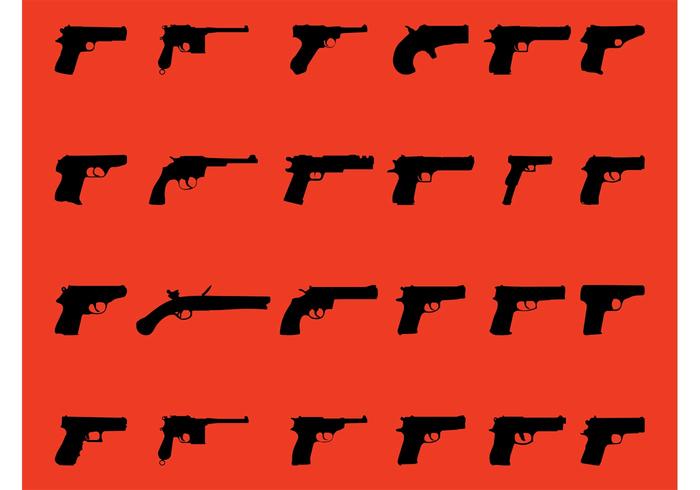 Handguns Vector Graphics Set Handguns Vector Graphics Set