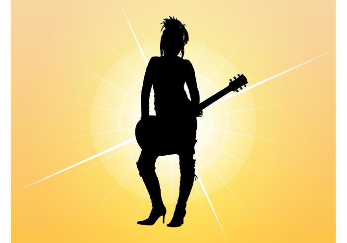 Girl With Guitar Silhouette Girl With Guitar Silhouette