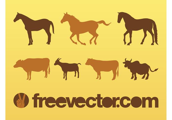 Livestock Animals Silhouettes Livestock Animals Silhouettes
