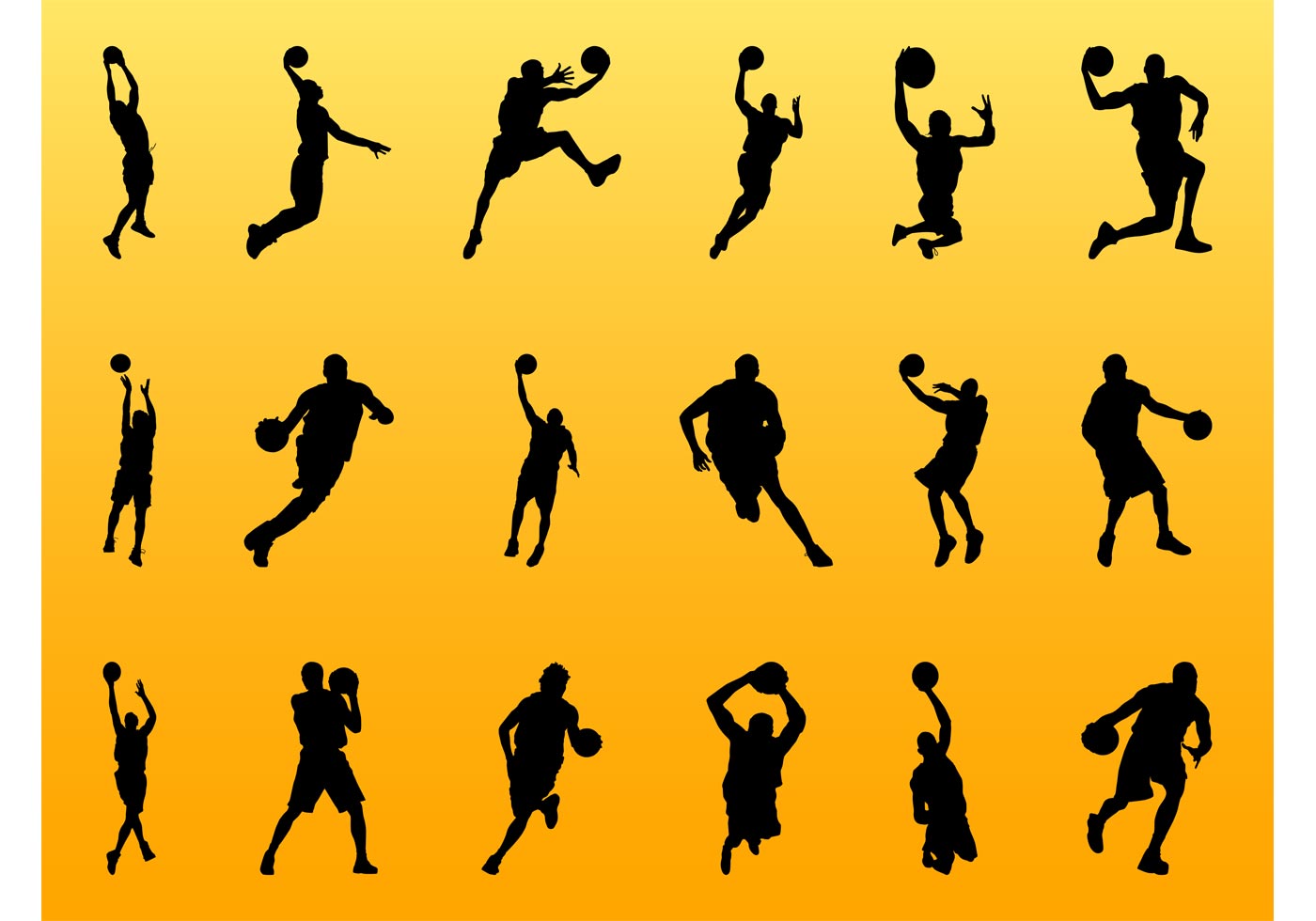 Basketball Player Silhouettes - Download Free Vector Art, Stock