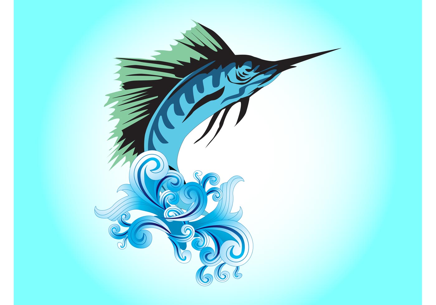 Download Jumping Marlin Fish - Download Free Vector Art, Stock Graphics & Images
