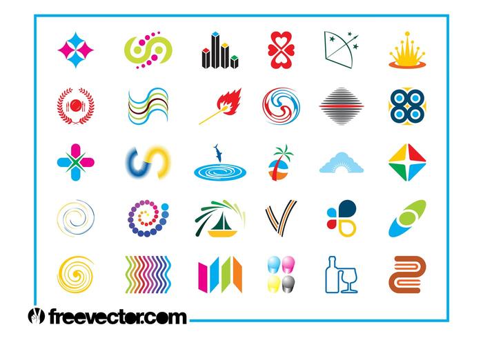 Iconos de colores de logotipo conjunto vector